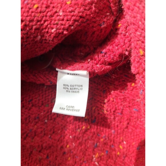 Womens Knit Cabelas Sweater Cardigan Red Small Button Down Speckled Yarn Pockets - Picture 5 of 8